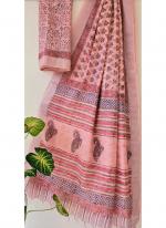 Cotton  Peach Daily Wear Printed Saree